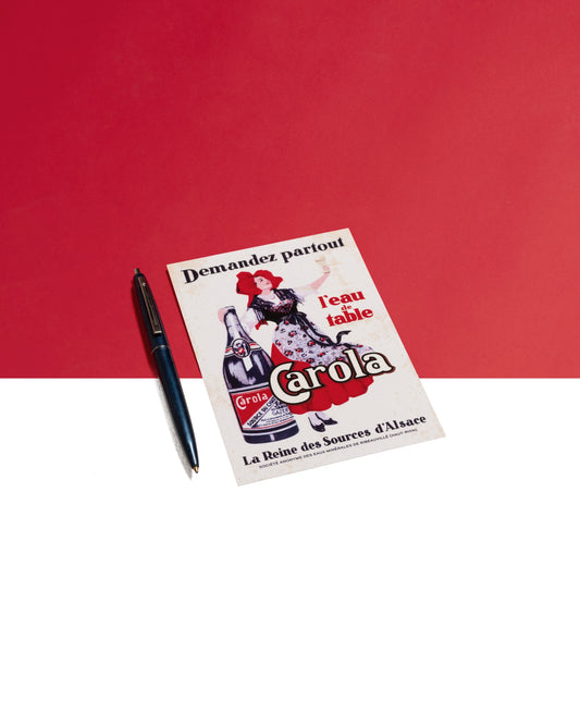 Carte postale CAROLA "Demandez partout l'eau de table Carola"