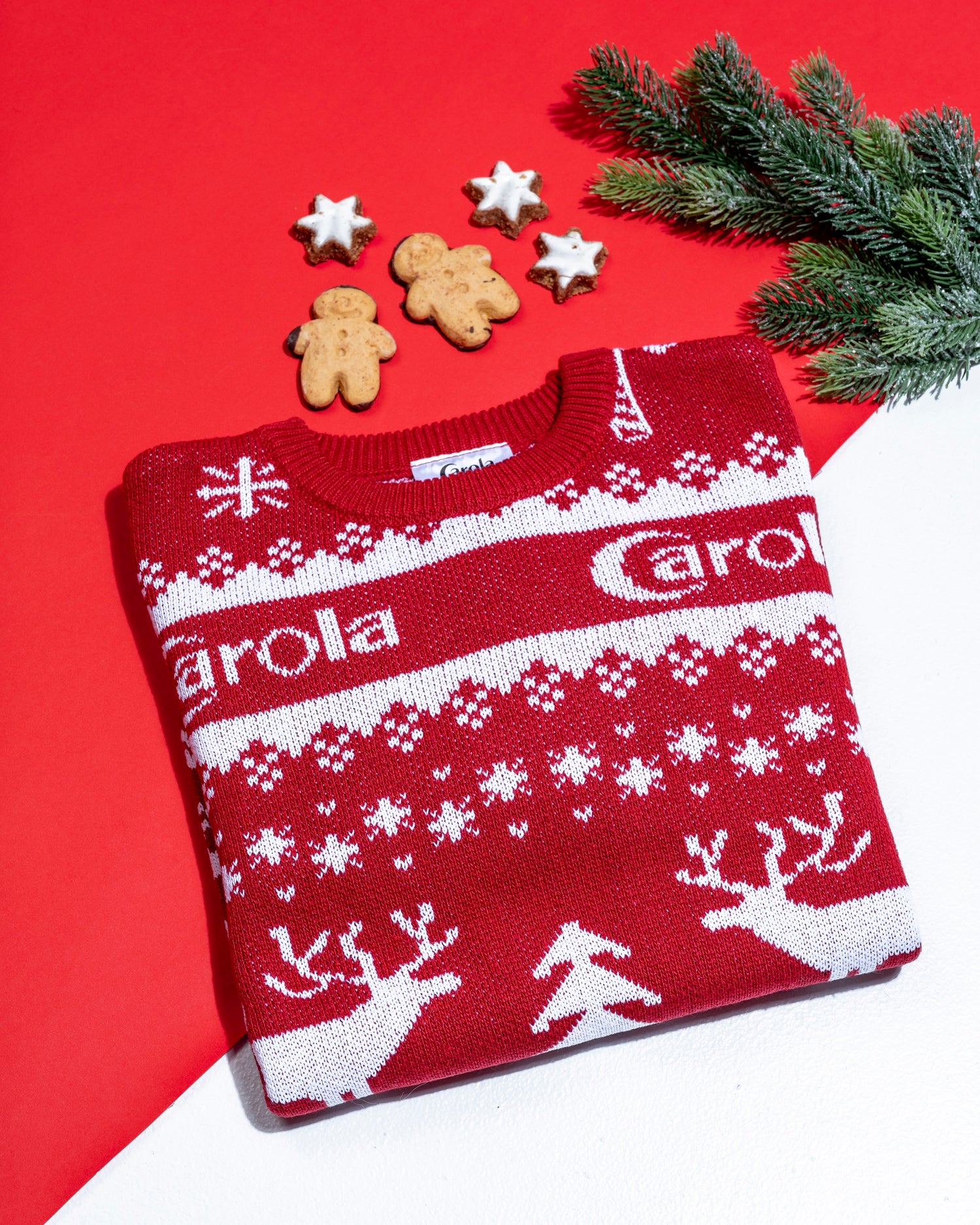 Pull de Noël Carola rouge et blanc