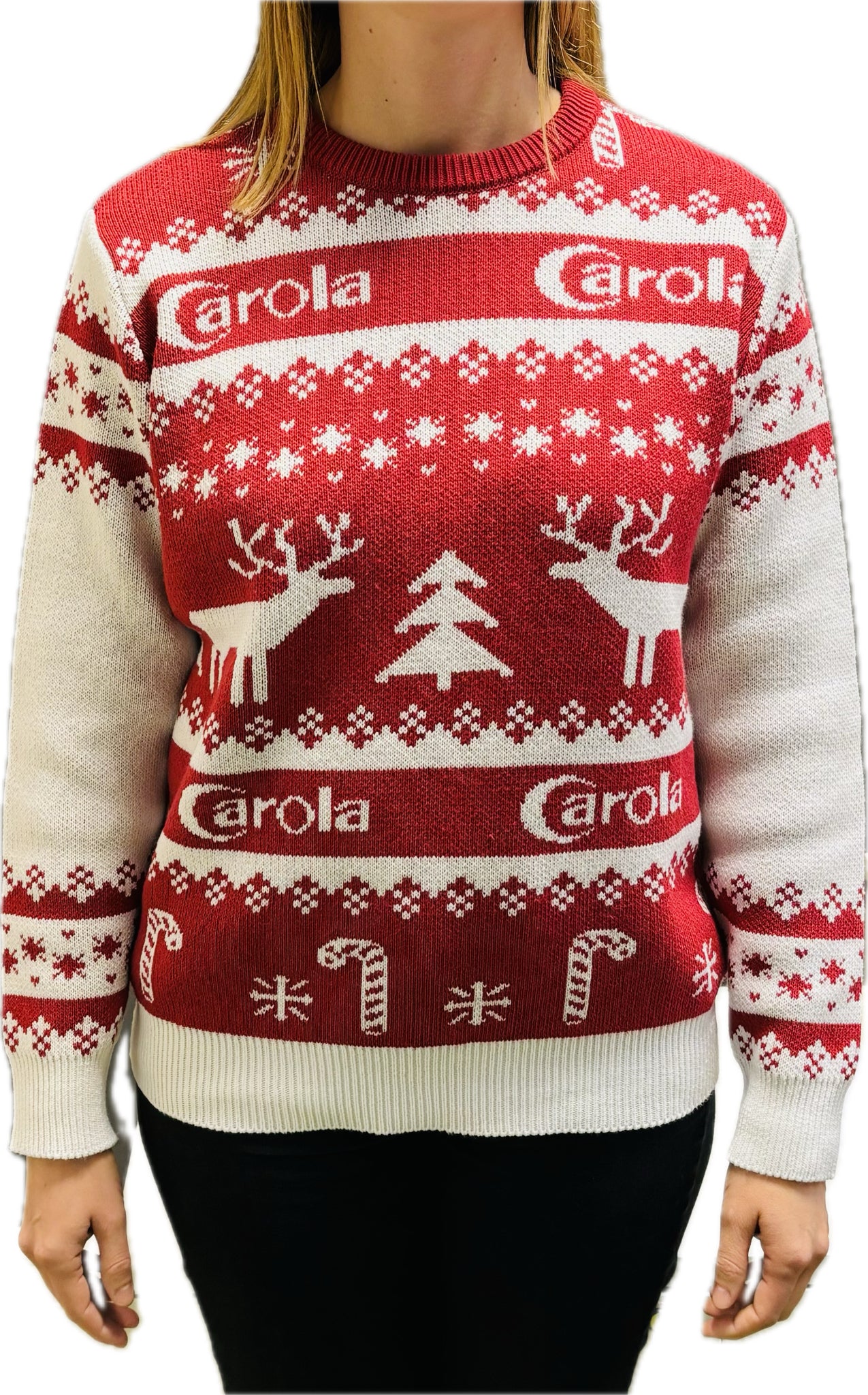 Pull de Noel CAROLA rouge et blanc BOUTIQUE CAROLA