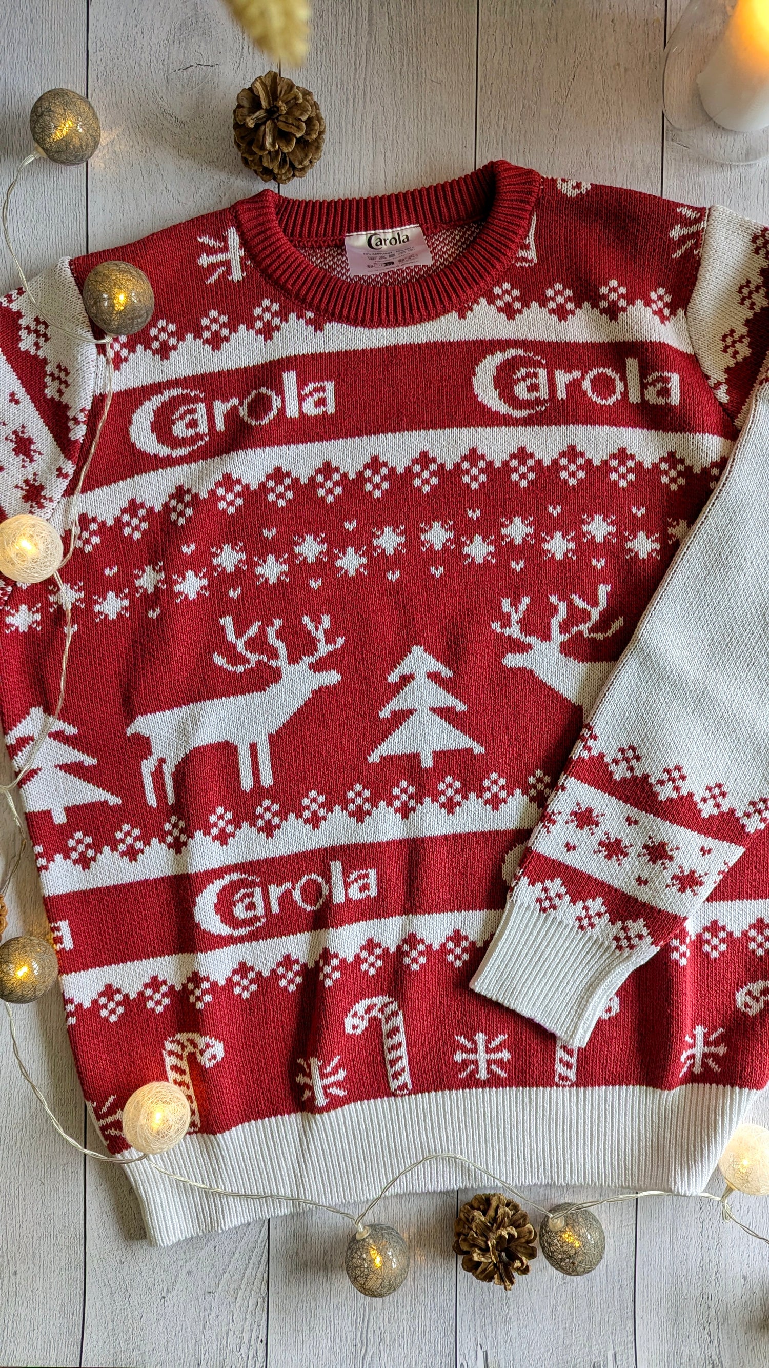 Pull de Noël Carola rouge et blanc